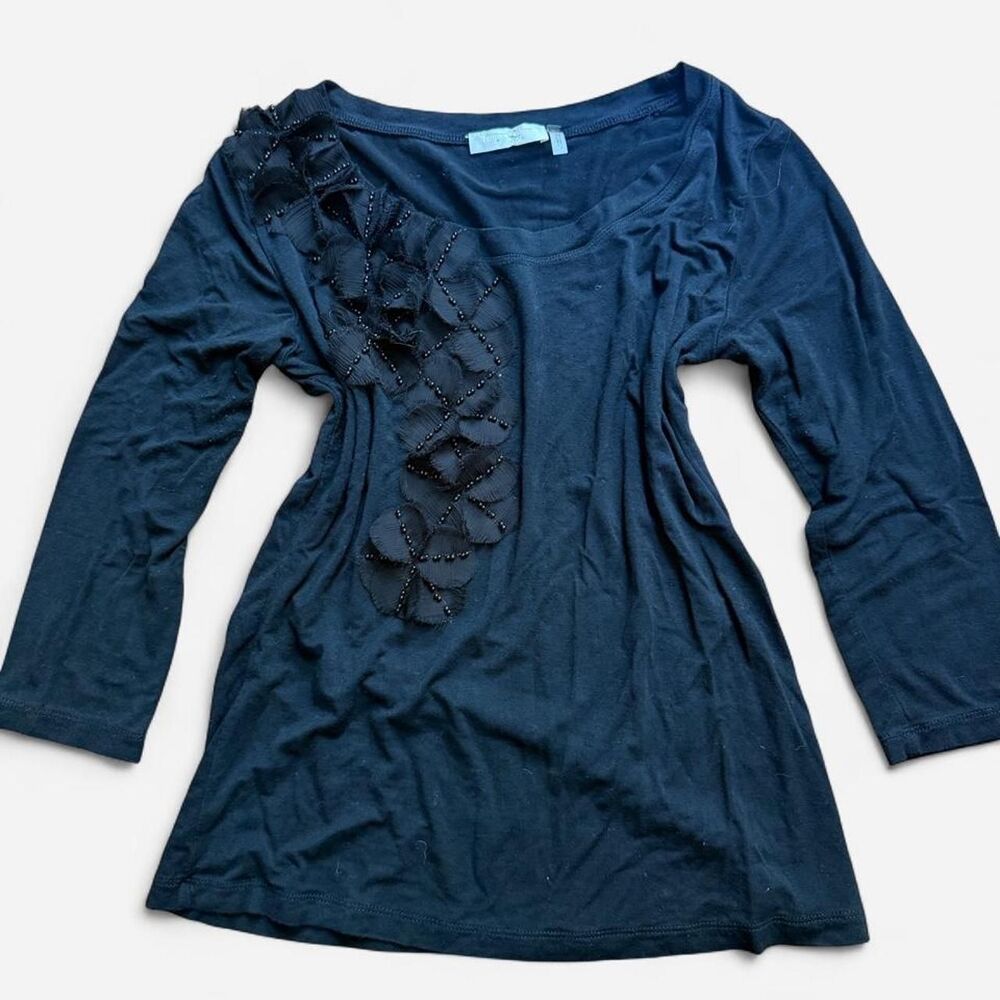 Grunge Fairycore 3/4 sleeve top with floral applique